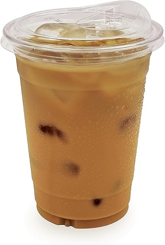 Miniatura 2 de PAMI Vasos de plástico transparentes de 12 onzas con tapas para sorber Paquete de 50  Vasos transparentes desechables sin BPA con tapas sin popote