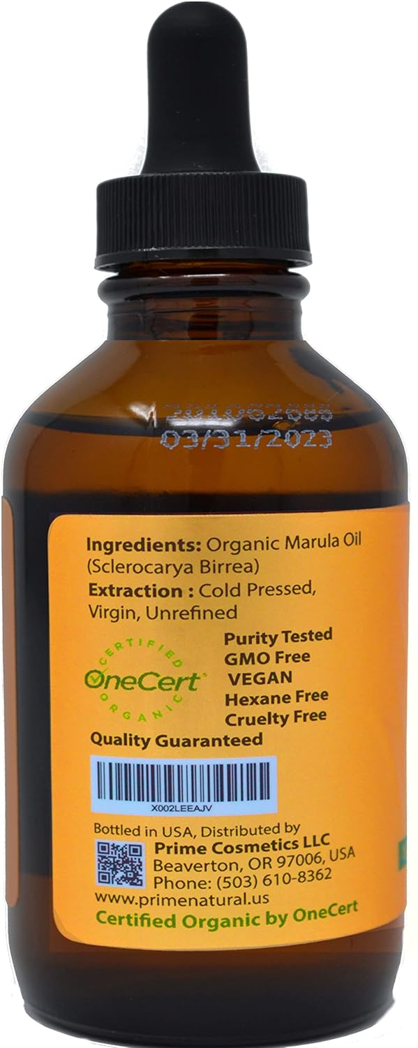 PRIME NATURAL Organic Marula Oil 4oz/120ml - USDA Certified - Cold Pressed, Unrefined, Virgin - 100% Pure, Natural, Vegan, Best for Face, Body, Hair, Nails, Skin Care - Image 3