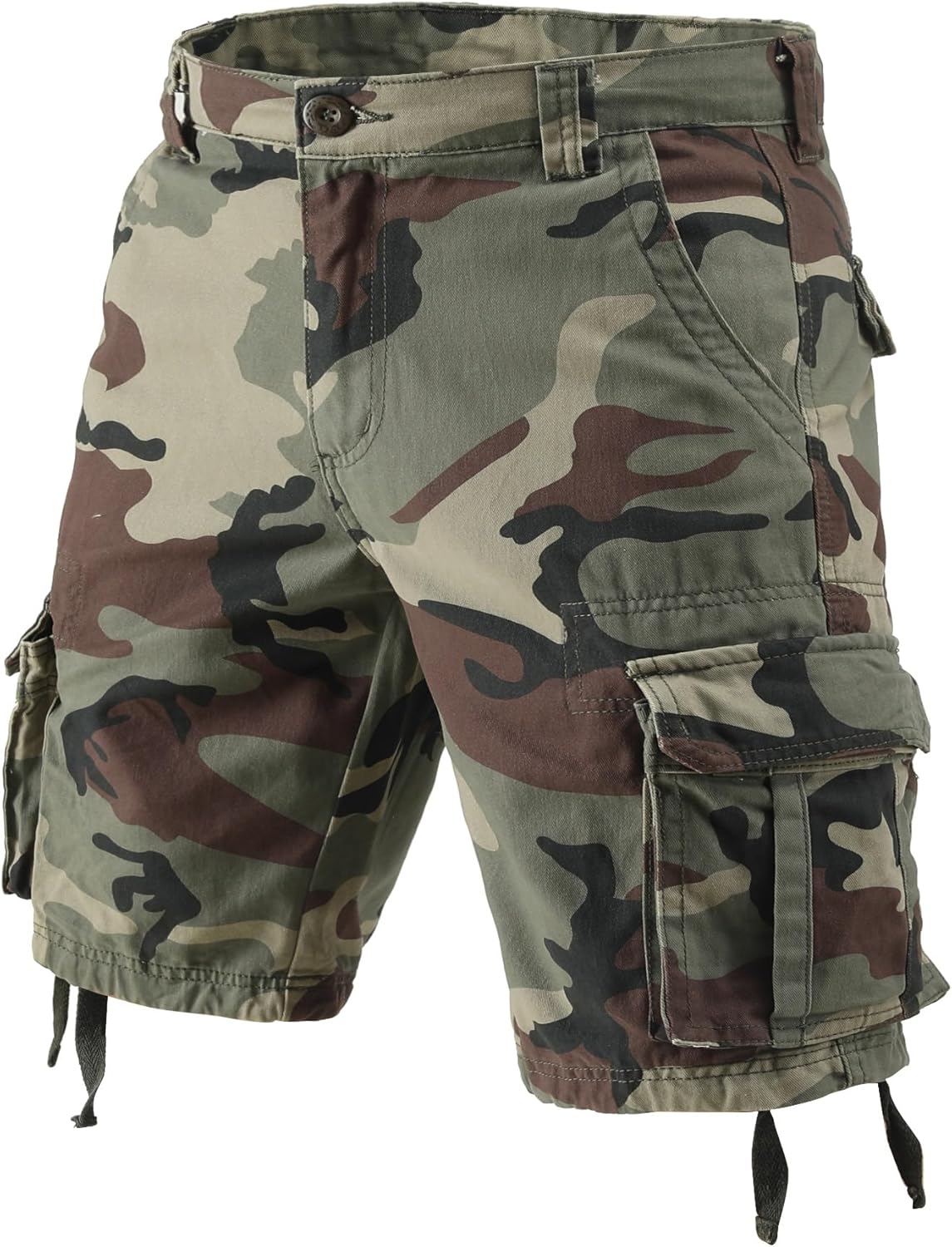 Men's Camo Cargo Shorts Cotton Casual Relaxed Fit Wild Outdoor Work Shorts for Men with Multi-Pockets