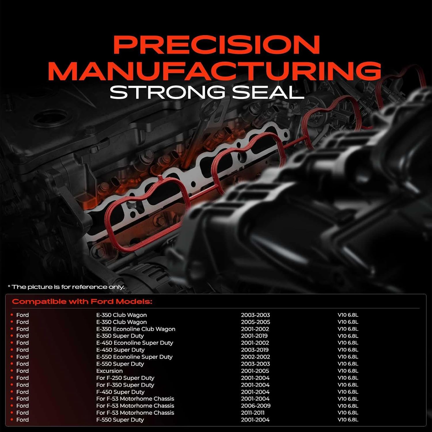 A-Premium Lower and Upper Engine Intake Manifold Gasket Set Compatible with Ford F-250 F-350 F-450 F-550 Super Duty 01-04, F-53 Motorhome Chassis, E-350 E-450 Super Duty, E-350 Club Wagon, Excursion