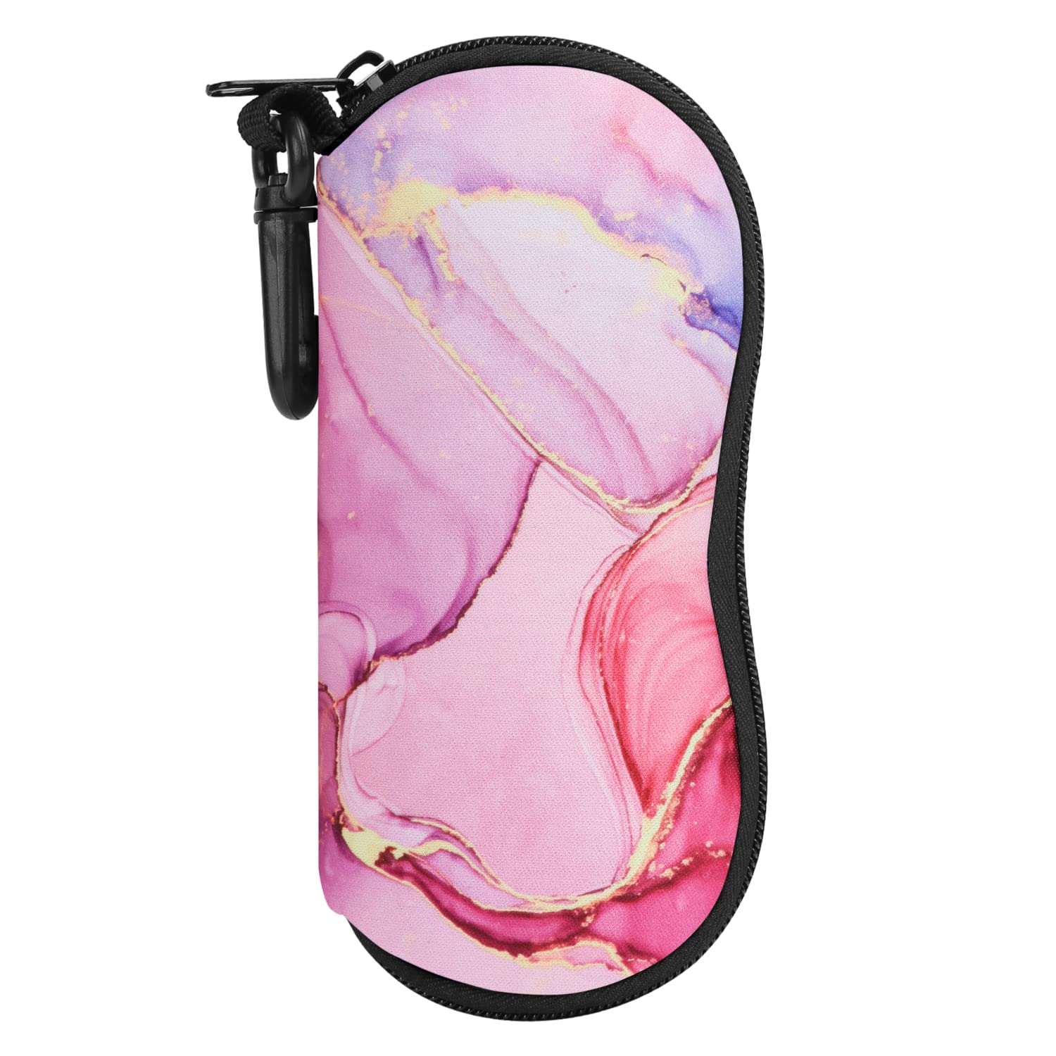 Moko Unisex Cloudy Pink Sunglasses Soft Case Ultra Light Neoprene Zipper Eyeglass Case With Belt Clip,