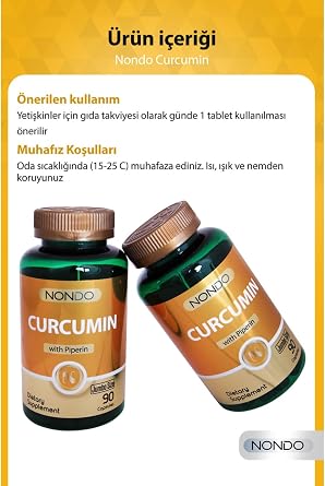 Nondo Kurkumin Jumbo Boy Zerdaçal ve Piperin Ekstresi 90 Kapsül (Curcumin)
