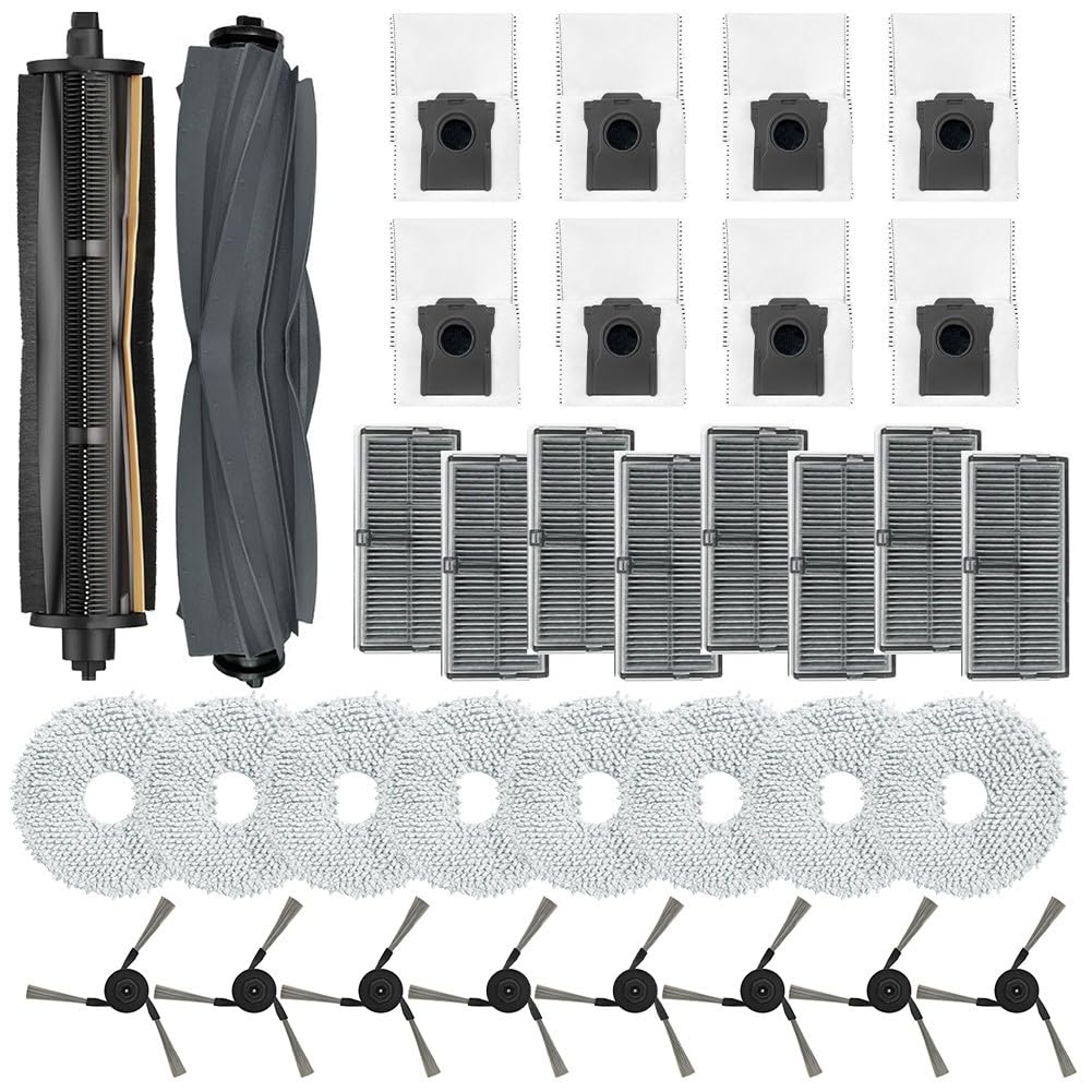 Set di accessori E40 e E40 Robot per aspirapolvere con spazzola principale, rullo di rifilatura, 8 filtri, panni per mocio e sacchetti per la polvere