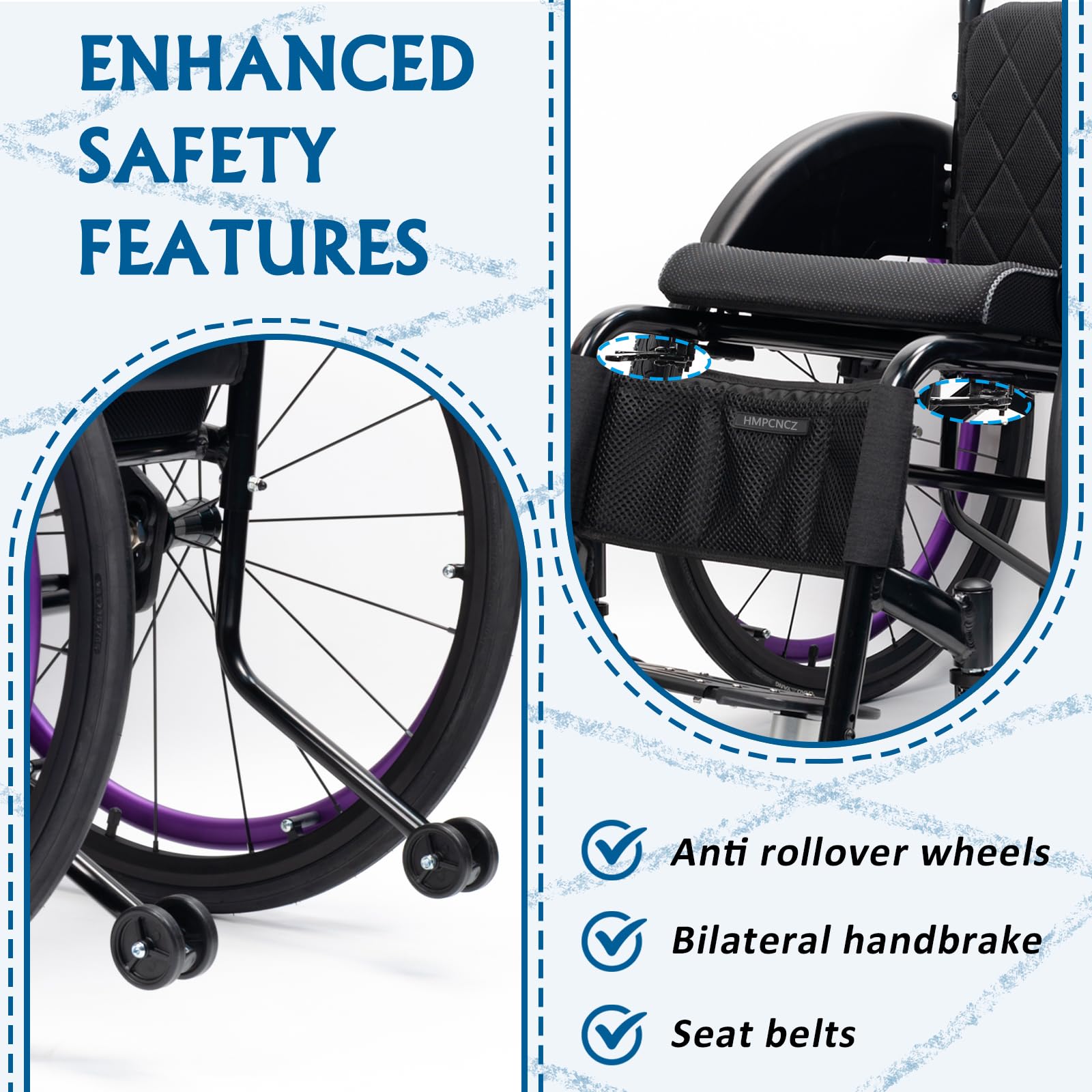 Fauteuil Roulant De Sports Légers, Fauteuil Roulant All Terrain, Fauteuil Roulant en Aluminium Détachable, Fauteuil Roulant Autonome Portable, pour Les Jeunes, Adultes(38cm/15in,Black)