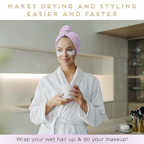 Miniatura 9 de Paquete de 2 toallas de microfibra para el cabello para mujer, antiencrespamiento, de secado rápido, turbante para todo tipo de cabello, absorbente