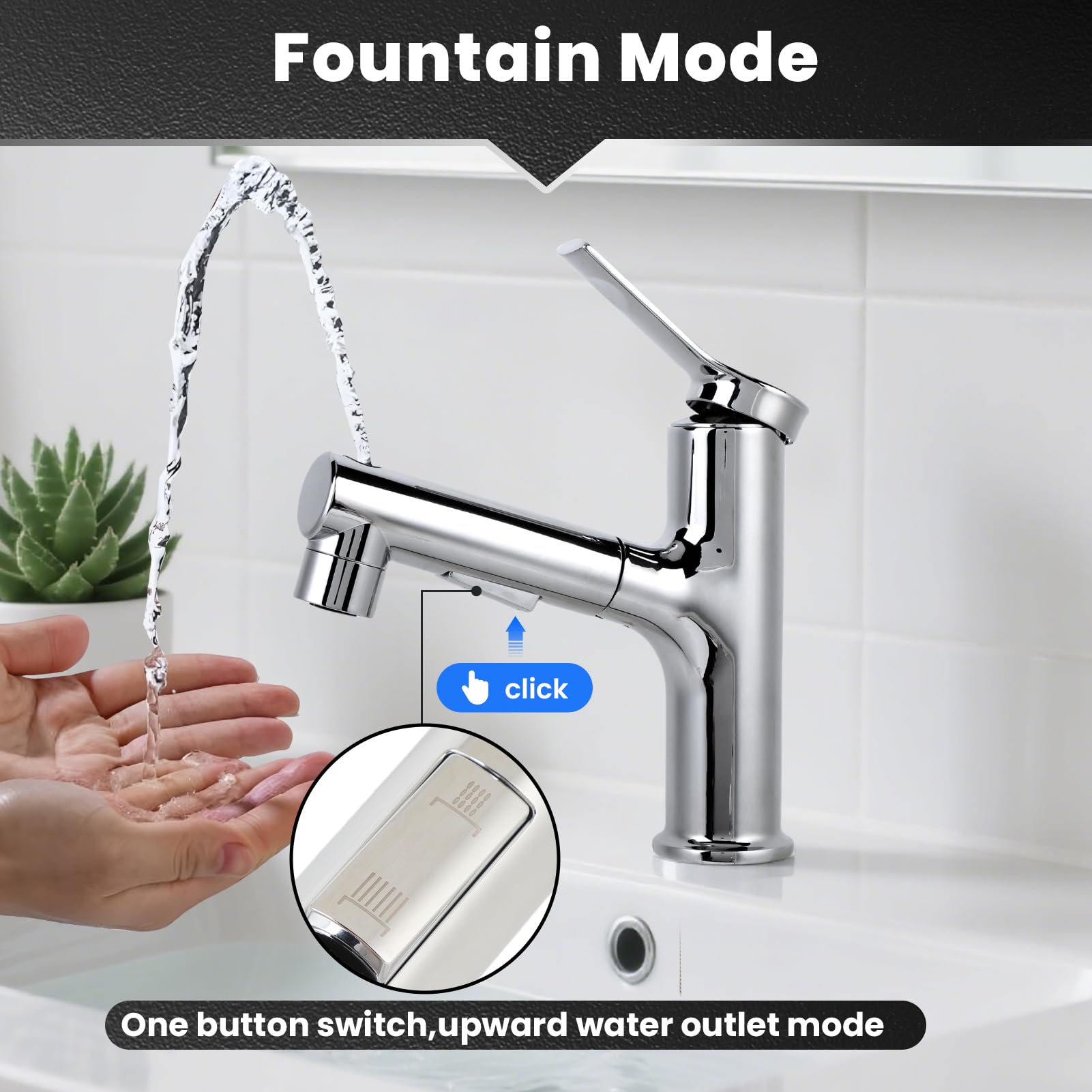 Pull Out Kitchen Sink Mixer Tap with Sprayer, 30-60cm Flexible Hose - Image 3