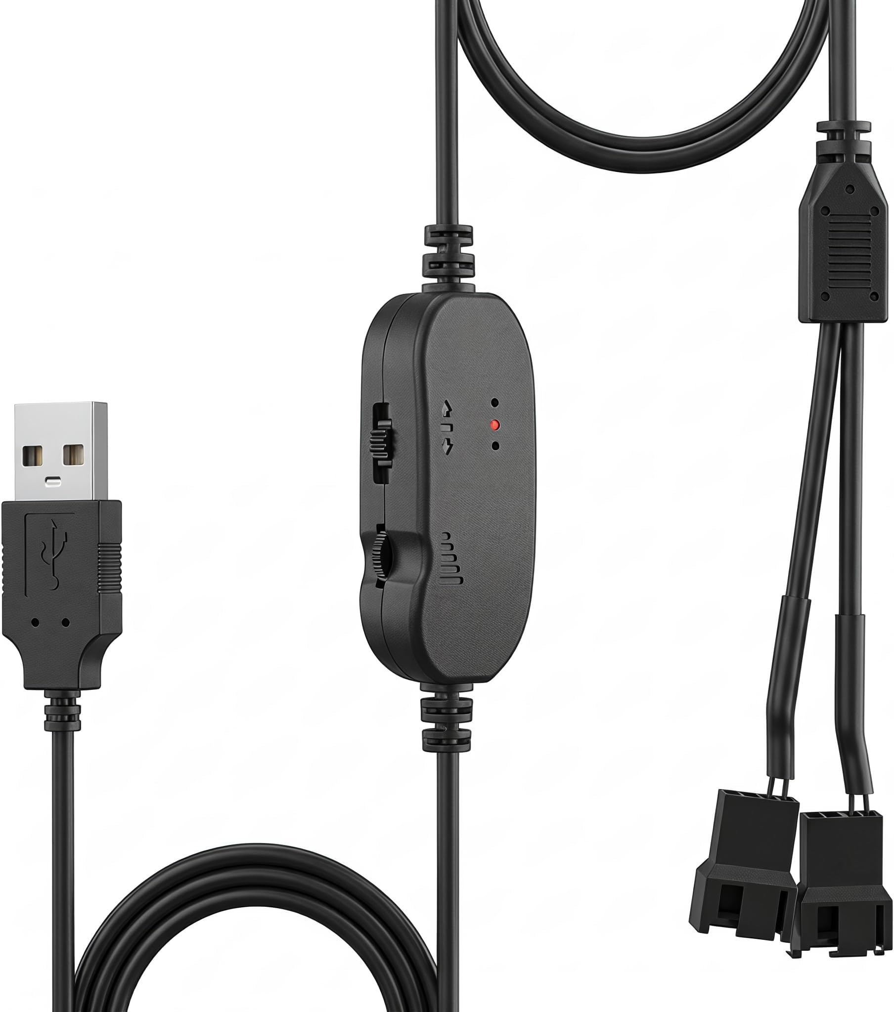 Delinx 8W USB 5V to 5โ12V Adjustable Power Cable with Dual Fan Splitter, Speed Controller for 2/3/4โPin 12V Cooling Fans Water Pumps, PC Case NAS Server Router AV Cabinet DIY Cooling Project Regulator
