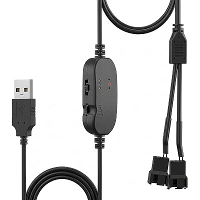 Delinx 8W USB 5V to 5‑12V Adjustable Power Cable with Dual Fan Splitter, Speed Controller for 2/3/4‑Pin 12V Cooling Fans Water Pumps, PC Case NAS Server Router AV Cabinet DIY Cooling Project Regulator