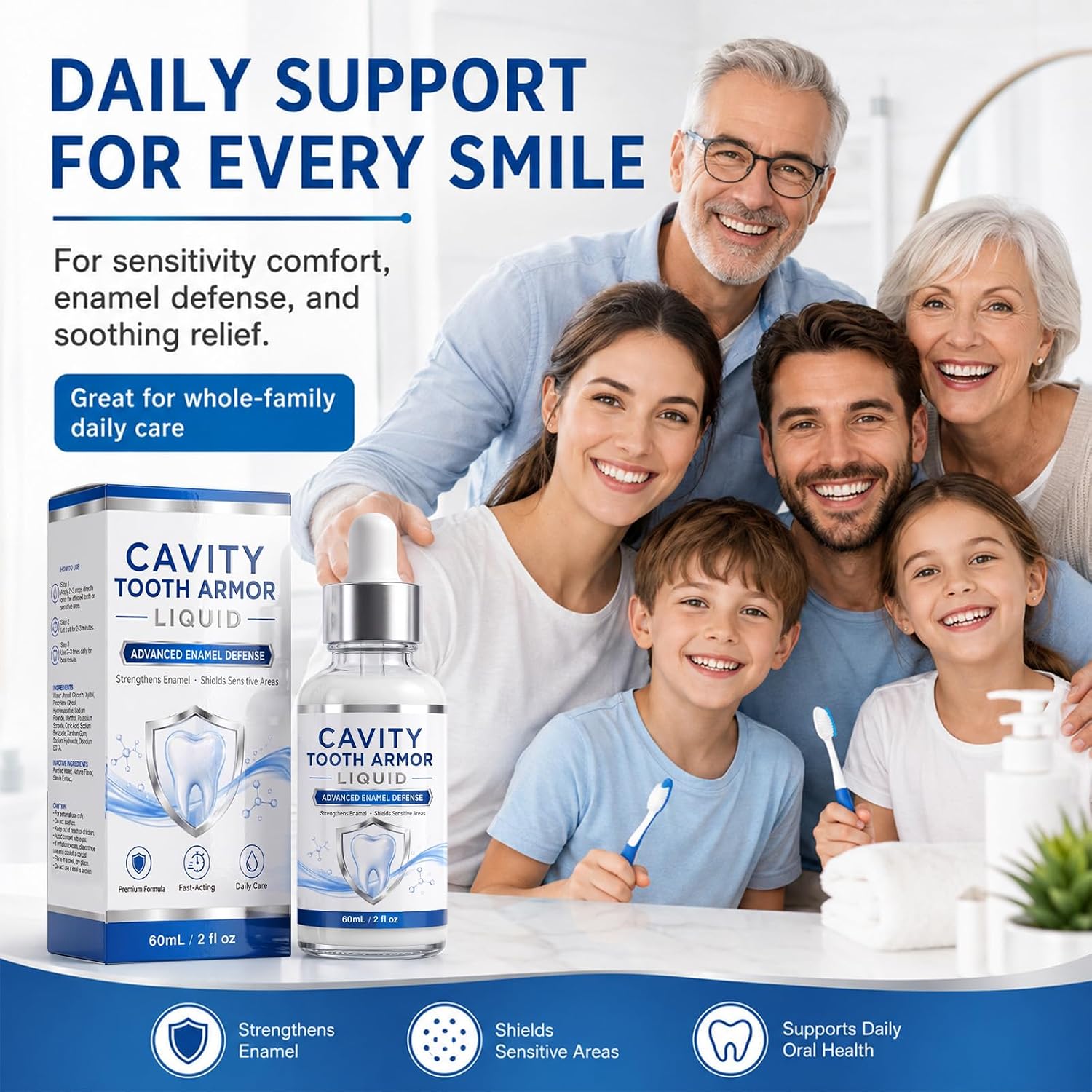 Cavity Healing Tooth Armor Liquid, Hydroxyapatite Care Enamel Support