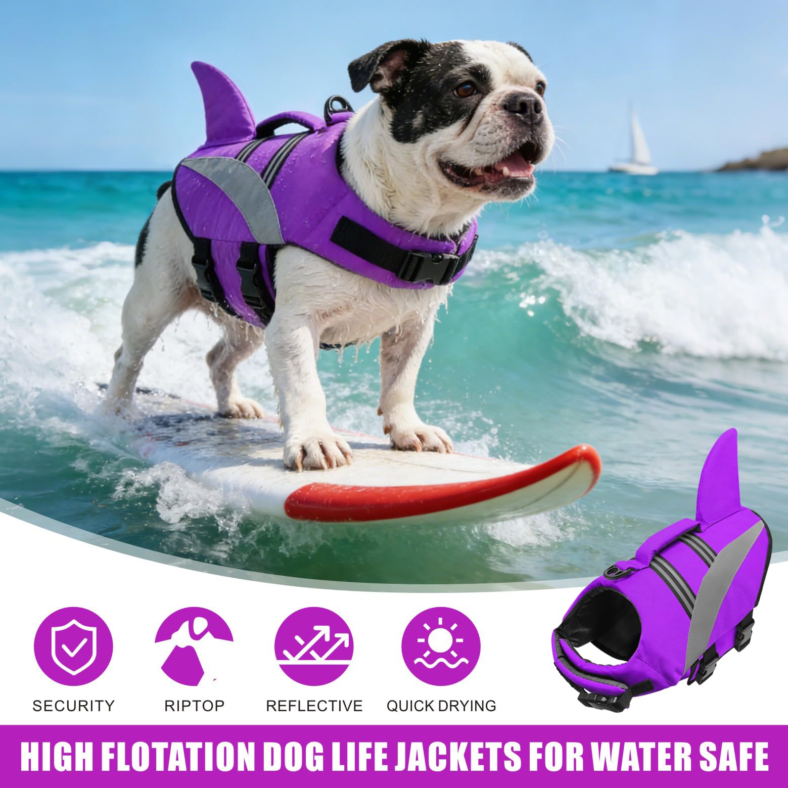 Giubbotto di Salvataggio del Cane Alta Flotation Shark Dog Salvagente Galleggia Cappotto Riflettente Pet Gilet di sicurezza Costumi da bagno Dog Life Vest