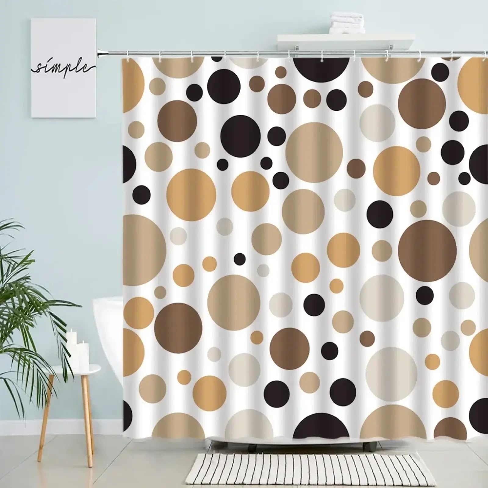 Rideau de bain géométrique marron pour une salle de bain moderne