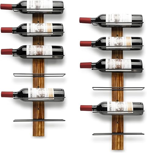 Botellero de pared - Soporte de madera de pino para 12 botellas - Expositor para cocina, comedor, bar