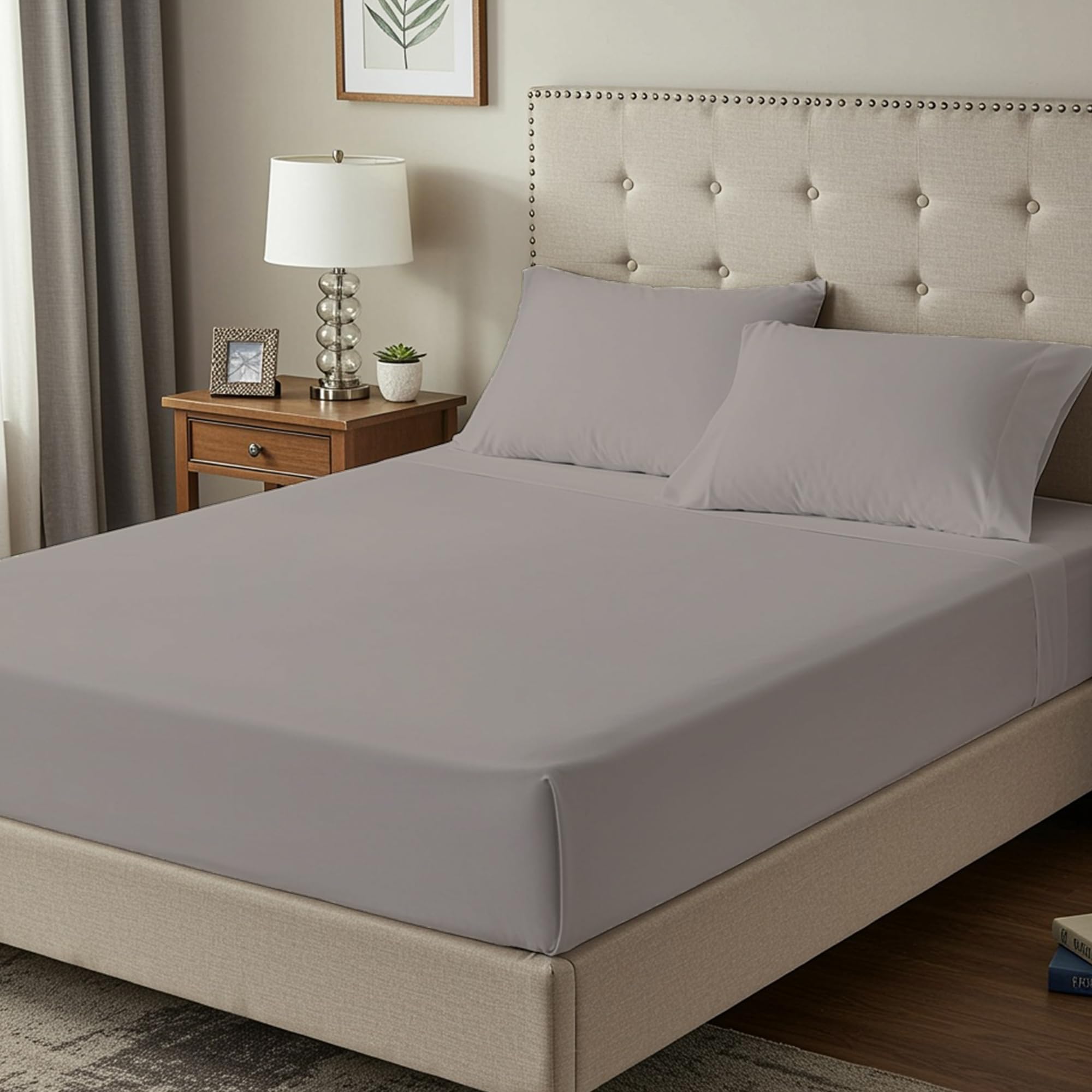 100% Egyptian Cotton 400TC Single Fitted Sheet, 35cm Deep Pocket