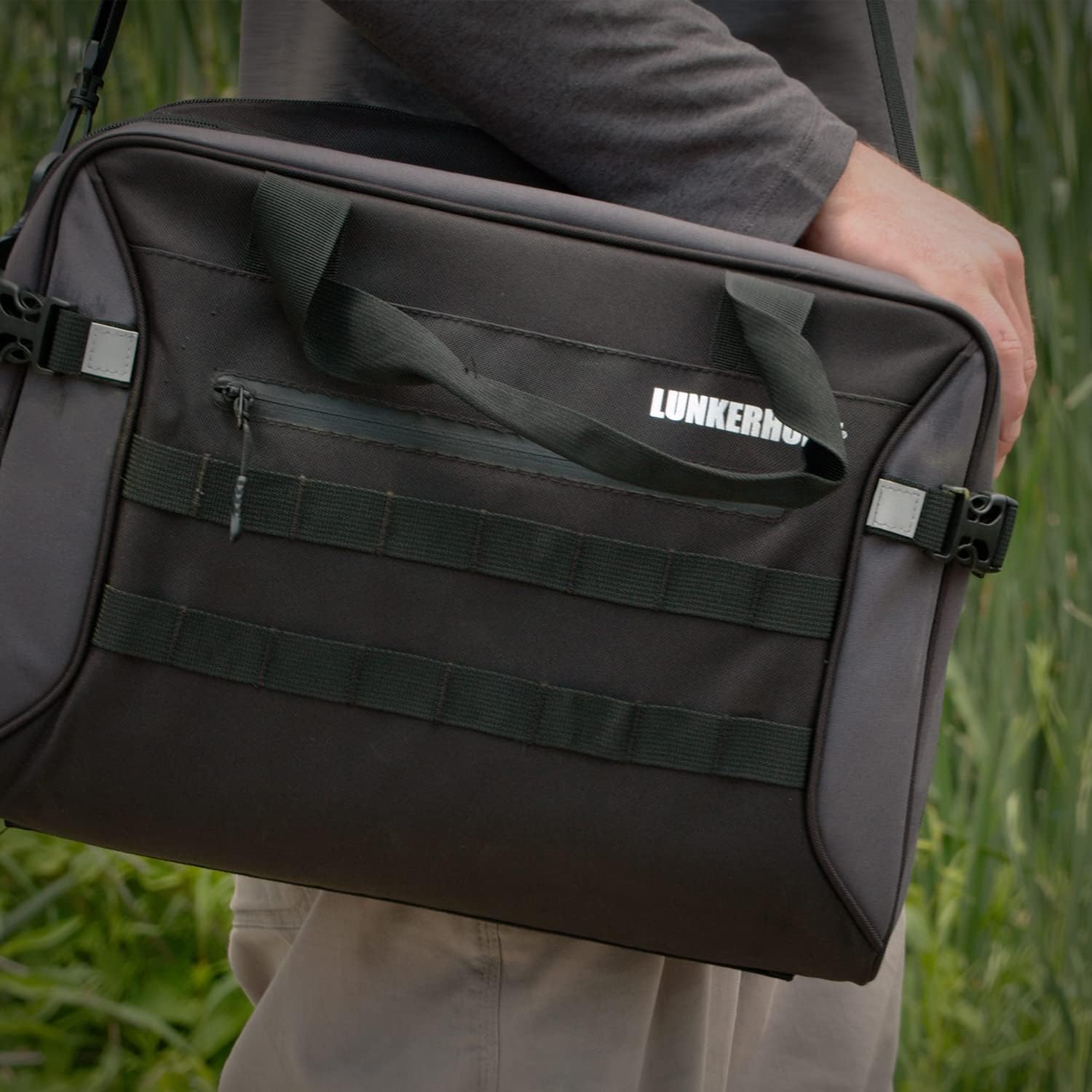 Lunkerhunt Fishing Tackle Sling Bag with Adjustable Strap - Water-Resistant TPE Fabric