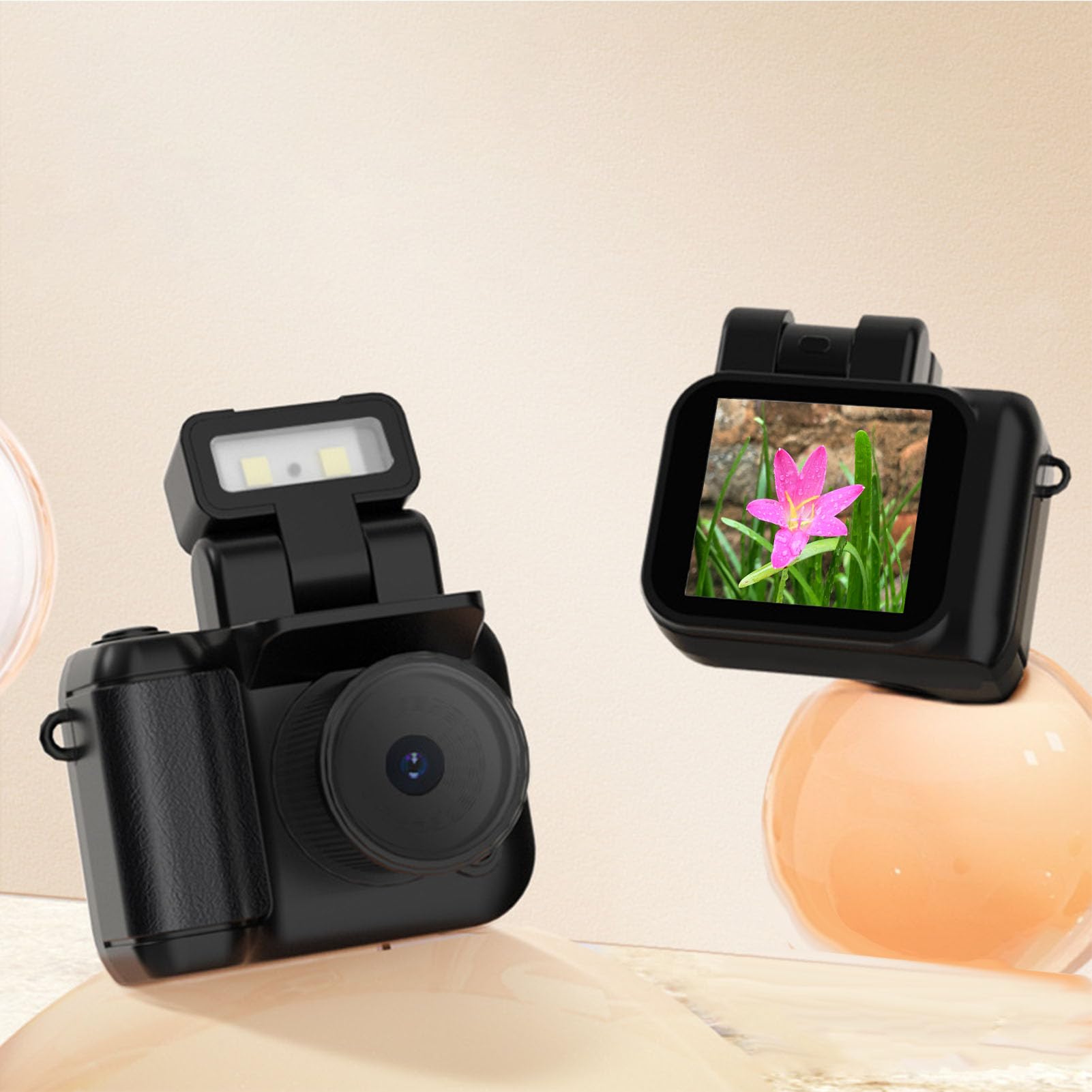 Mini Videocamera Portatile HD Con Torcia Pieghevole, Schermo Da 1,44", Custodia Di Ricarica, Per Sport E Ciclismo, Nera