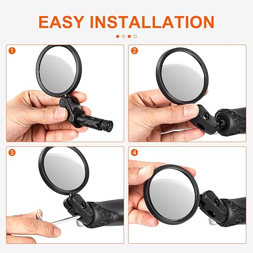 Miniatura 6 de Addmotor Bike Mirror,Bike Bar End Mirror, Adjustable 360Rotatable HD Glass Convex Lens Bicycle Rearview Mirror, Safe Cycling Rearview Mirror