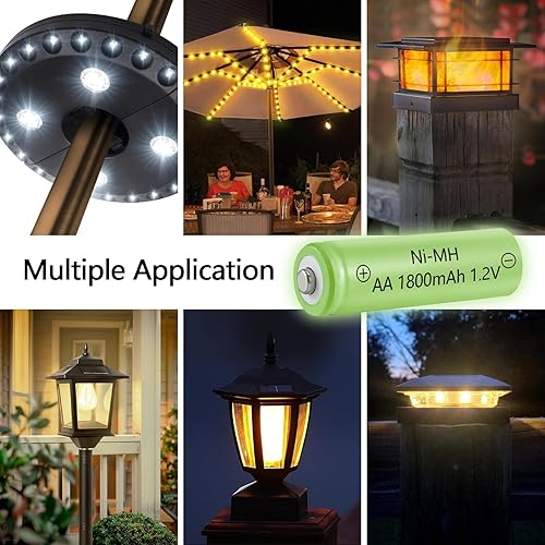 Miniatura 2 de Batería AA recargable NIMH de 1.2 V, doble A, 1800 mAh, de alta capacidad, repuesto para luces solares, linternas, dispositivos domésticos, paquete