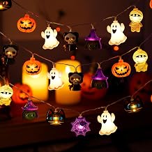 Gooyule Halloween String Lights, 10FT 20LED Orange Fairy Lights, USB &amp; 3-Battery Box Powered, IP42 Waterproof Halloween Decor for Indoor Outdoor Porch Yard Tree Party (Batteries Not Included)