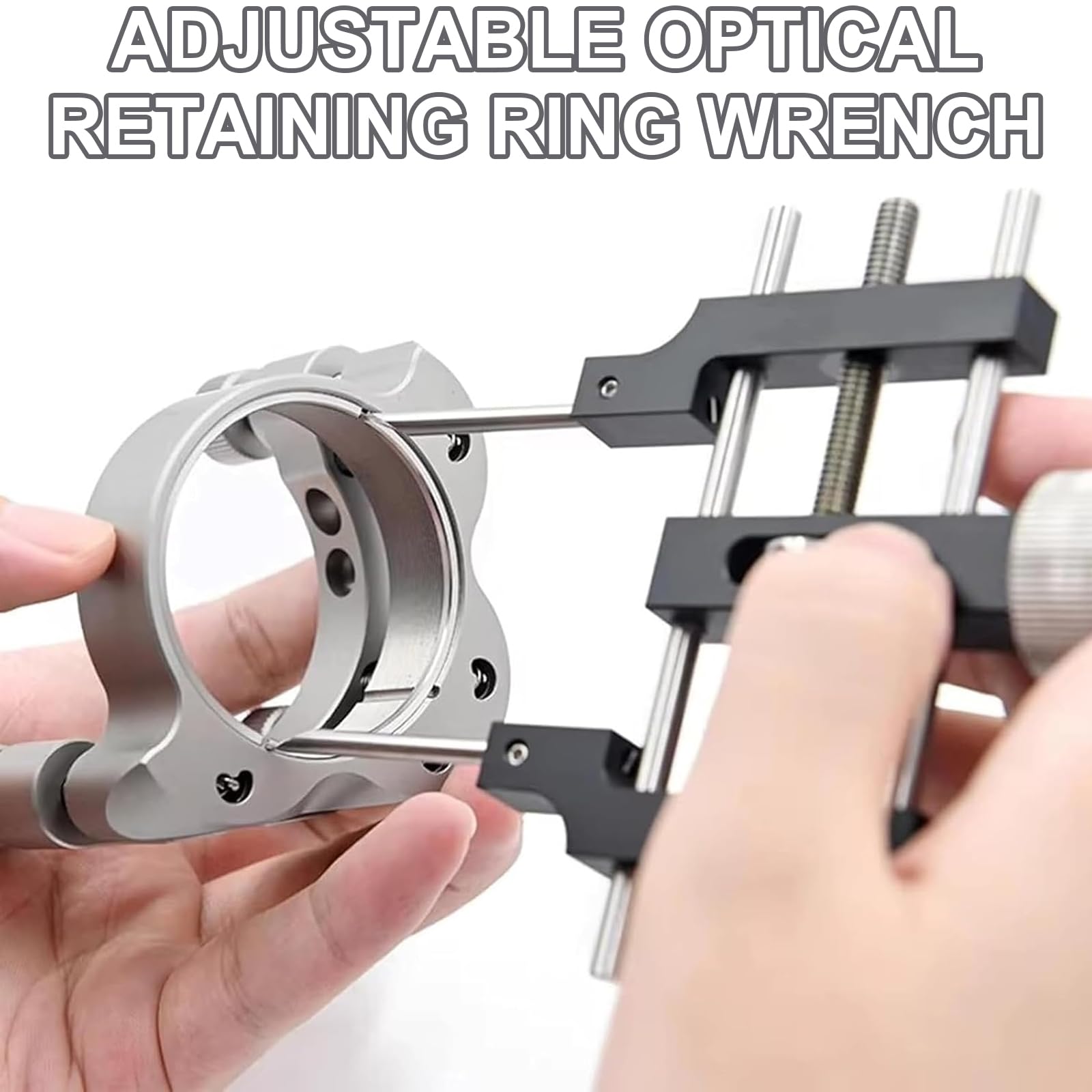 Llave de anillo de retención óptica, herramienta universal ajustable con mecanismo de bloqueo, herramienta de instalación y extracción de precisión, rango ajustable de 3 a 76,2 mm