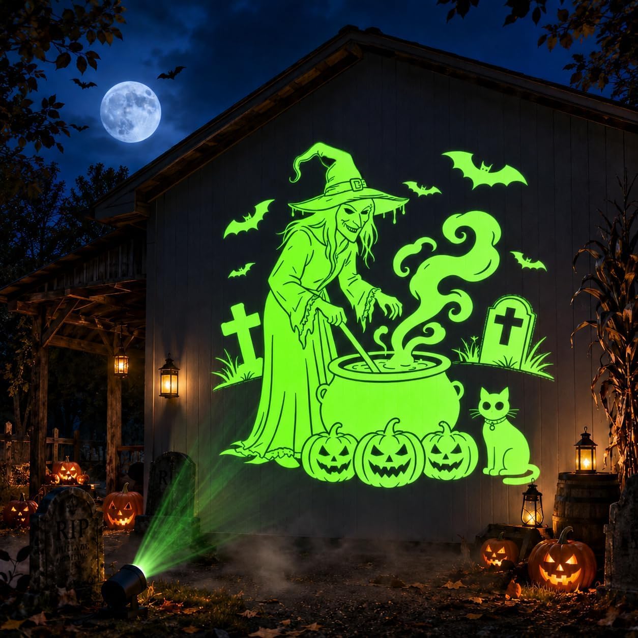 Weihnachten Deko Outdoor Innen, 3D Dynamische Halloween Projektor
