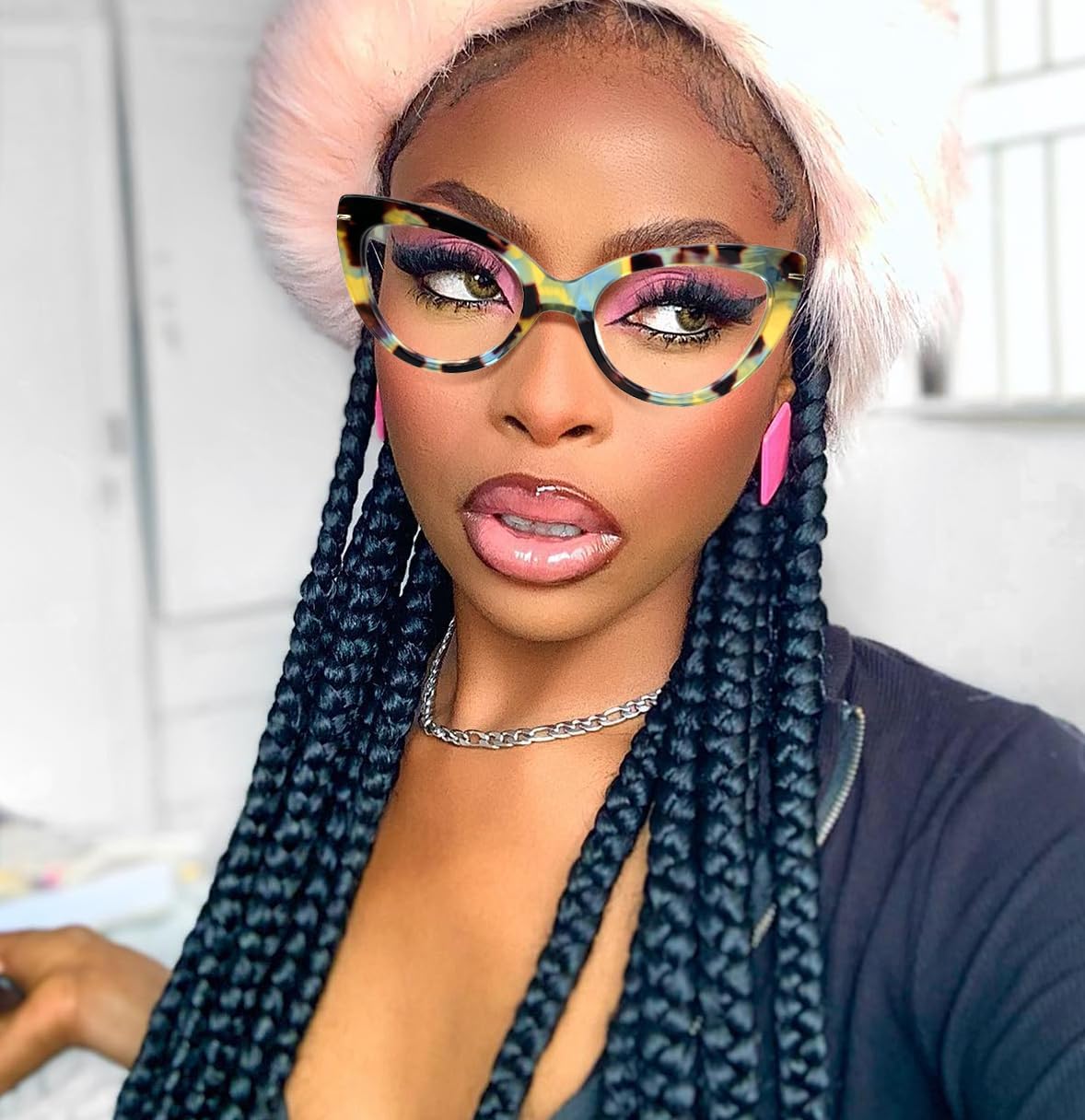 VOOGLAM Cateye Blue Glasses for Women Anti Eyestrain Dry Eyes Computer Phone TV Eyewear Veromca