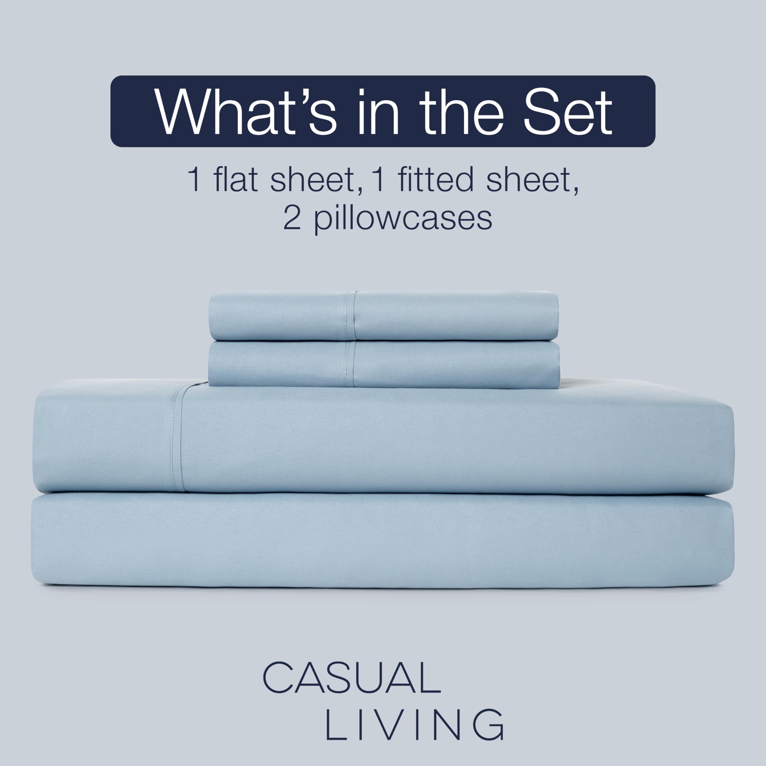 CASUAL LIVING 32646 Twin XL - Set di lenzuola e federe per letto matrimoniale XL, setoso, ultra morbido, ecologico, lavabile in lavatrice, ad asciugatura rapida, anti-pieghe, set da 4 pezzi, per letto