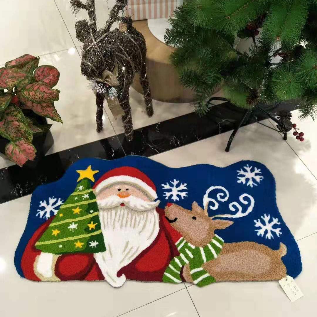 SDX Christmas Welcome Mat Cute Non Slip Doormat Indoor Outdoor Personalized Handmade Creative Door Mat (Father Christmas)