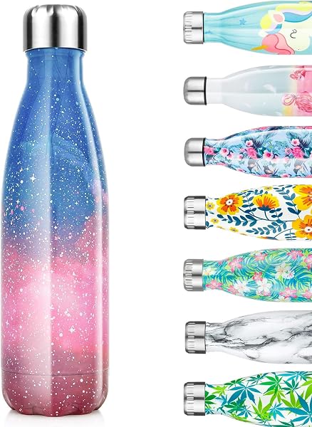 Termo de acero inoxidable – 350/500/750 ml, botella de agua aislada a prueba de fugas de doble pared, sin BPA, termo para niños, correr, ciclismo, camping, trabajo - 1