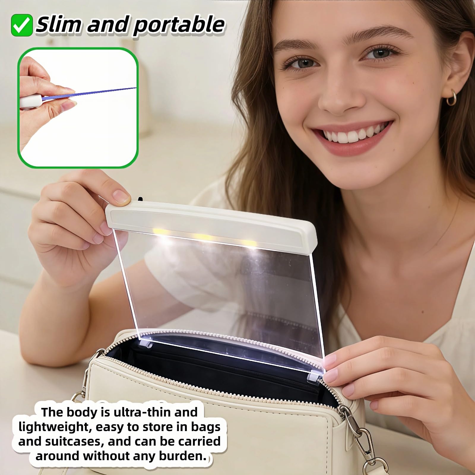 Buchlicht LED Flachbildschirm - Kabellose Clip-On-Augenpflege Seitenlicht für Nachtbett Leselicht, blendfreie tragbare Leselampe für Studenten Erwachsene, Weiß