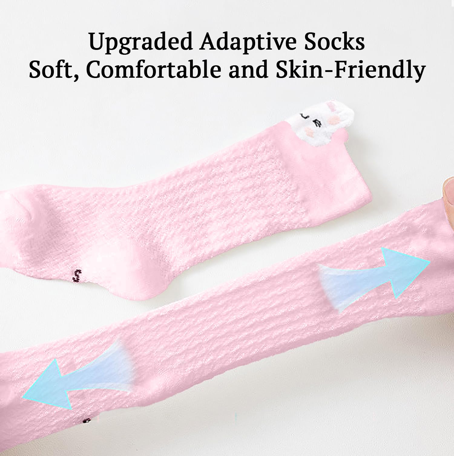 SYGA Pack of 3 Baby Socks Boneless Over-The-Knee Thigh Socks Knitted Socks Suitable For 1-3 Years Old (White-Pink-Grey Size M) 4