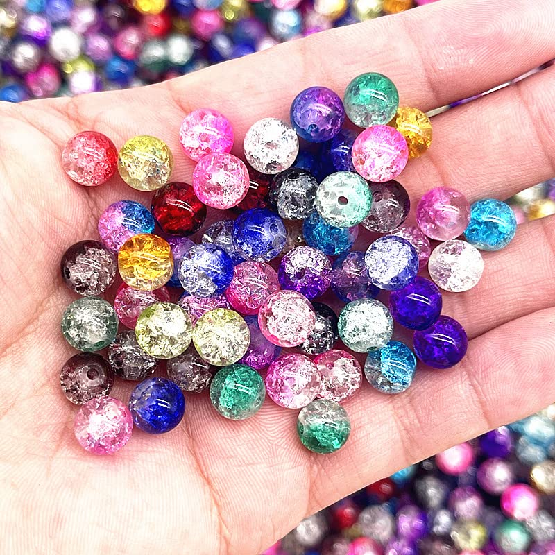 LYVQZPWLRsemillas de vidrio, Nuevas cuentas de vidrio agrietadas redondas de 4 mm/6 mm/8 mm de diámetro, cuentas espaciadoras sueltas for pulseras hechas a mano. Accesorios for manualidades.(28,6mm(50