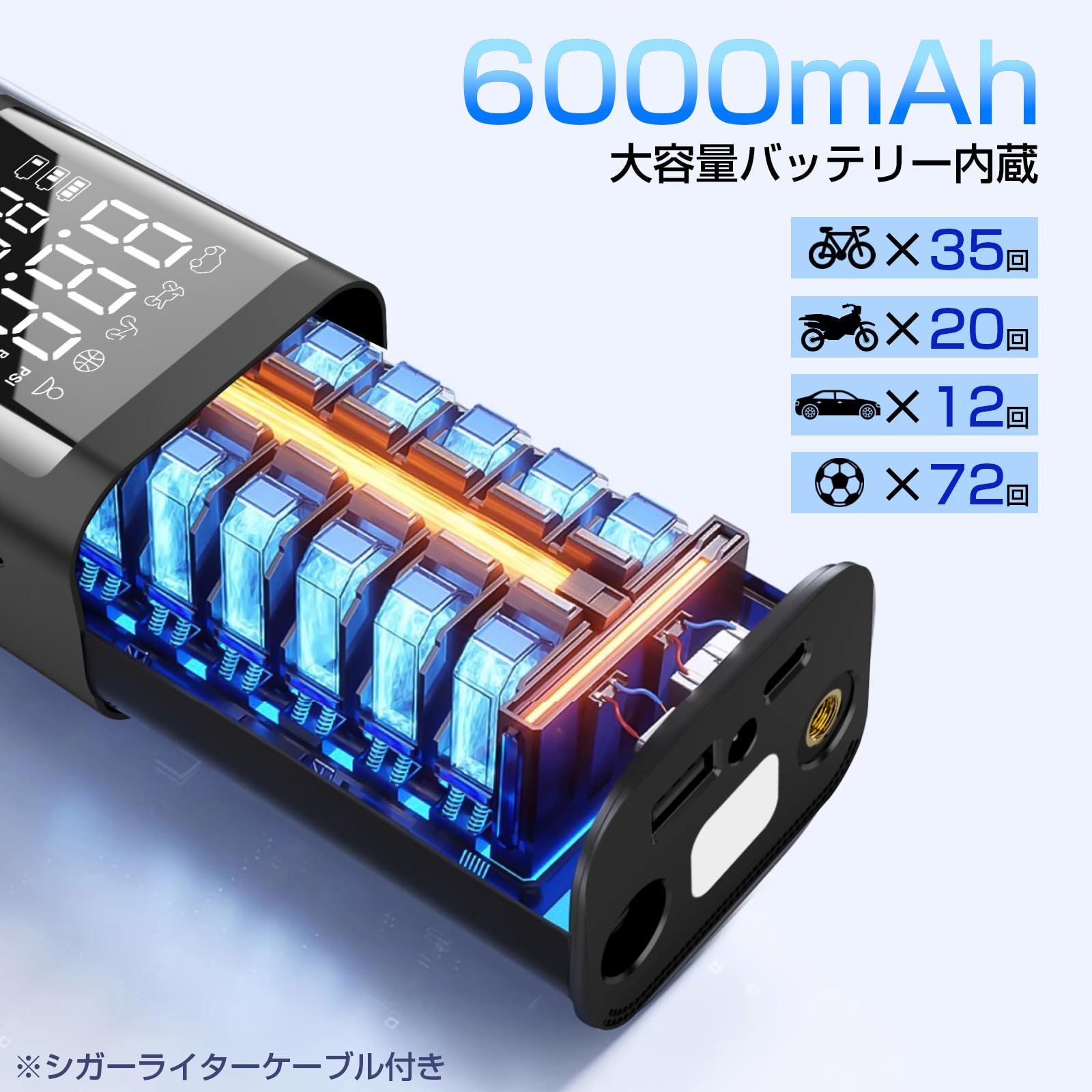 Amazon.co.jp: 電動空気入れ エアーポンプ 多機能 充電式 高速