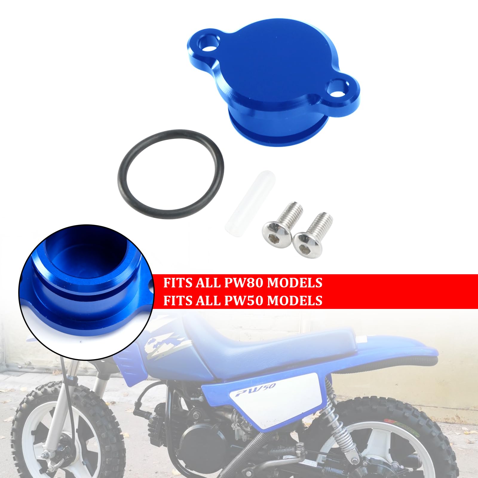 Yamaha PW50 PW80 Oil Pump Delete Kit For Pre-mix Conversion Yamaha PW50 PW80 Oil Injection Block Off Kit - Pre-Mix Conversion With Plug, O-Ring &amp; Bolts Mini Bike Parts
