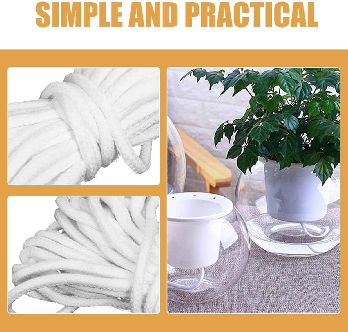 ORFOFE Self Watering Cotton Rope for Plants 18m (2 Bundles) Automatic Irrigation Wick Cord for Hydroponics and Potted Plant Water Absorption image 3