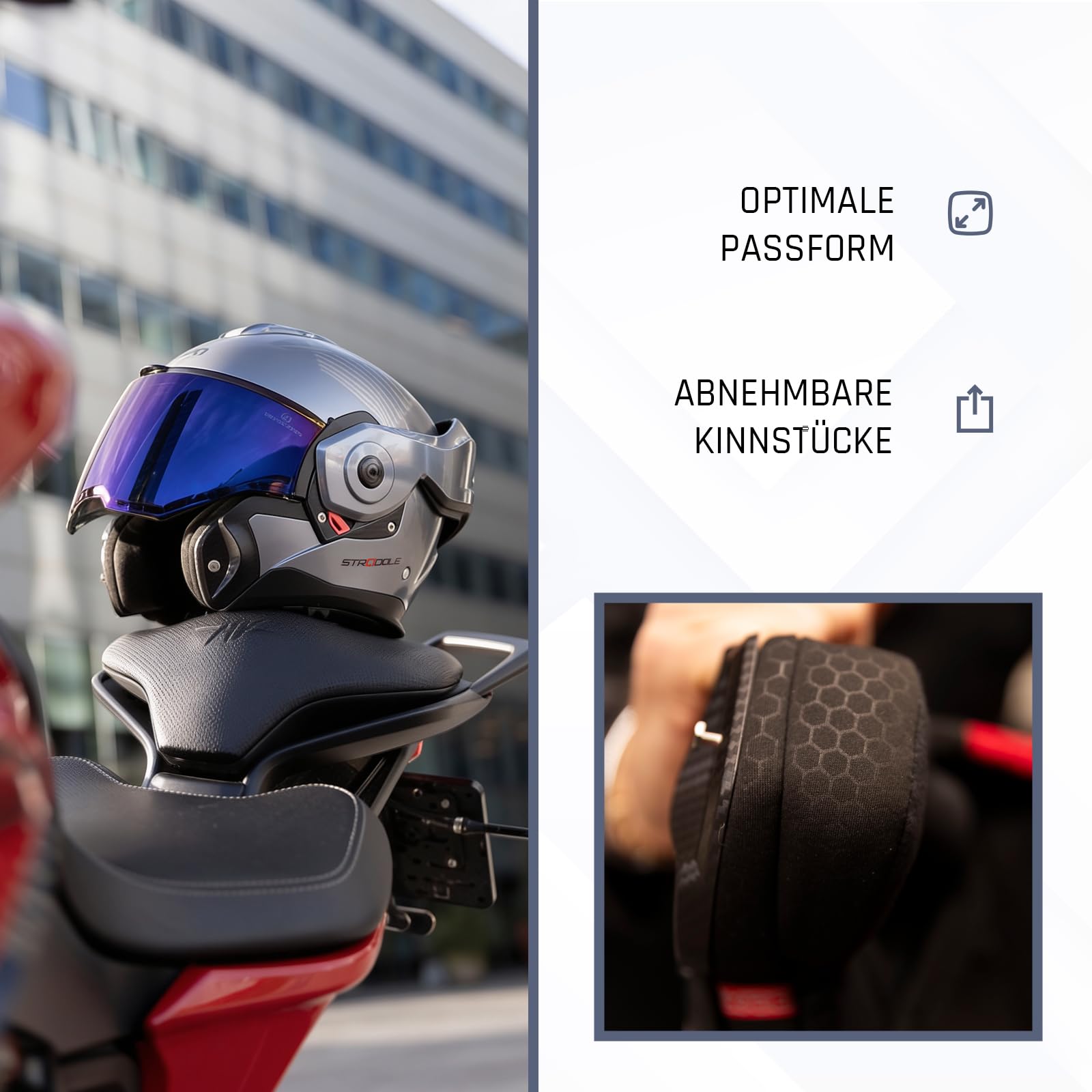 BEON Stradale Motorradhelm - Systemhelm Klapphelme mit Visier und Sonnenblende - Rollerhelm Sonnenblende - Motorrad Helm Damen & Herren - Integralhelm 180° Klappbar - XL