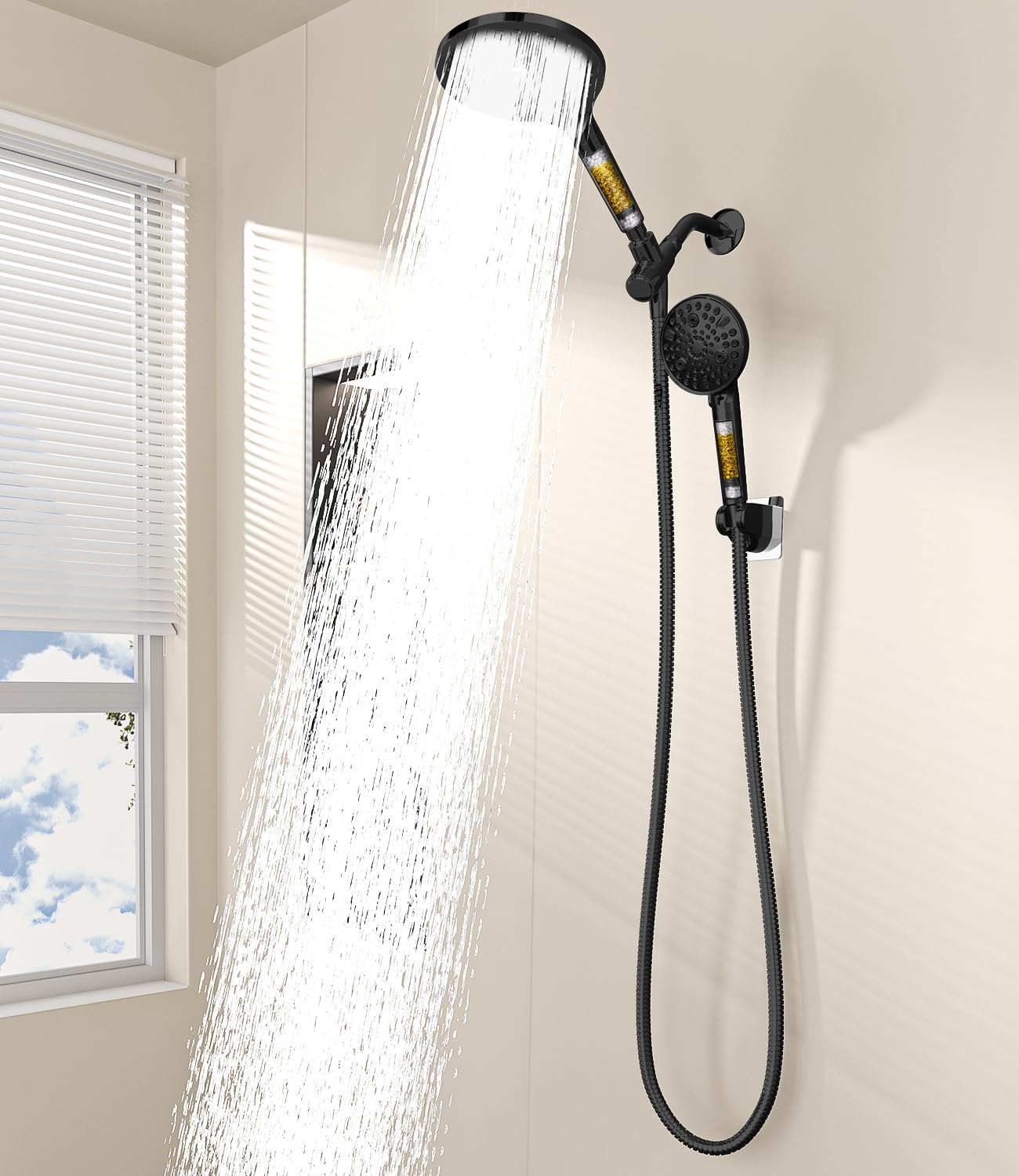 Dual Filtered Shower Head Combo with Handheld Sprays