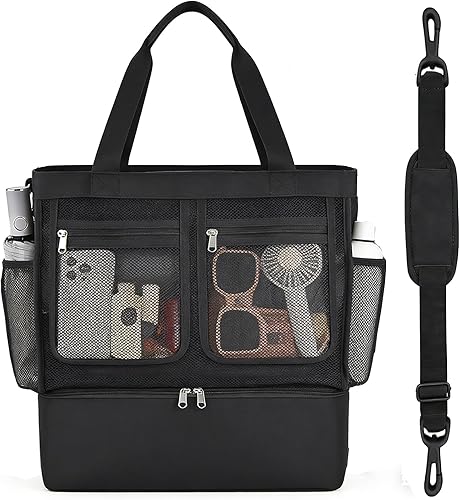 Bolsas de playa para mujer, bolsa grande de playa, impermeable, de malla, para piscina, con hielera, para viajes, vacaciones, artículos esenciales