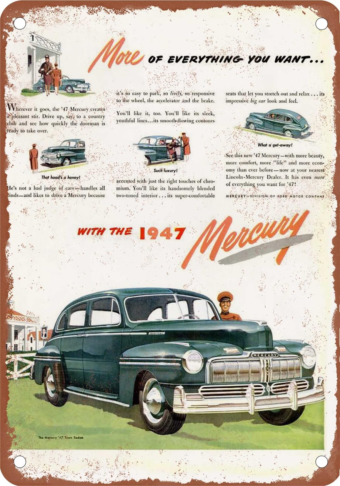 METAL SIGN - 1947 Mercury Vintage Ad 05 - Old Retro Rusty Look home decor