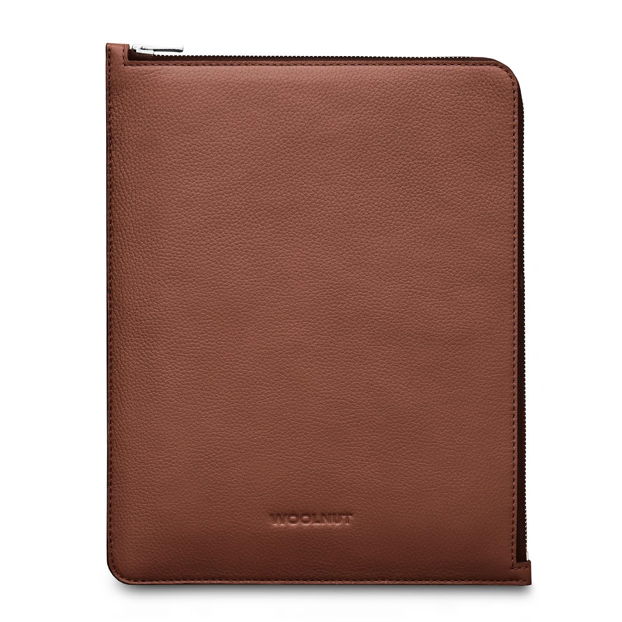 WOOLNUT Leder Folio f. iPad Pro 11 (M4/M5), iPad Air 11 (M2/M4) & iPad 10.9 (Gen 10) – Braun, Vollleder Hülle m. Reißverschluss & Stifthalter, passend f. iPad Pro/Air/10.9" Modelle 2018-2026