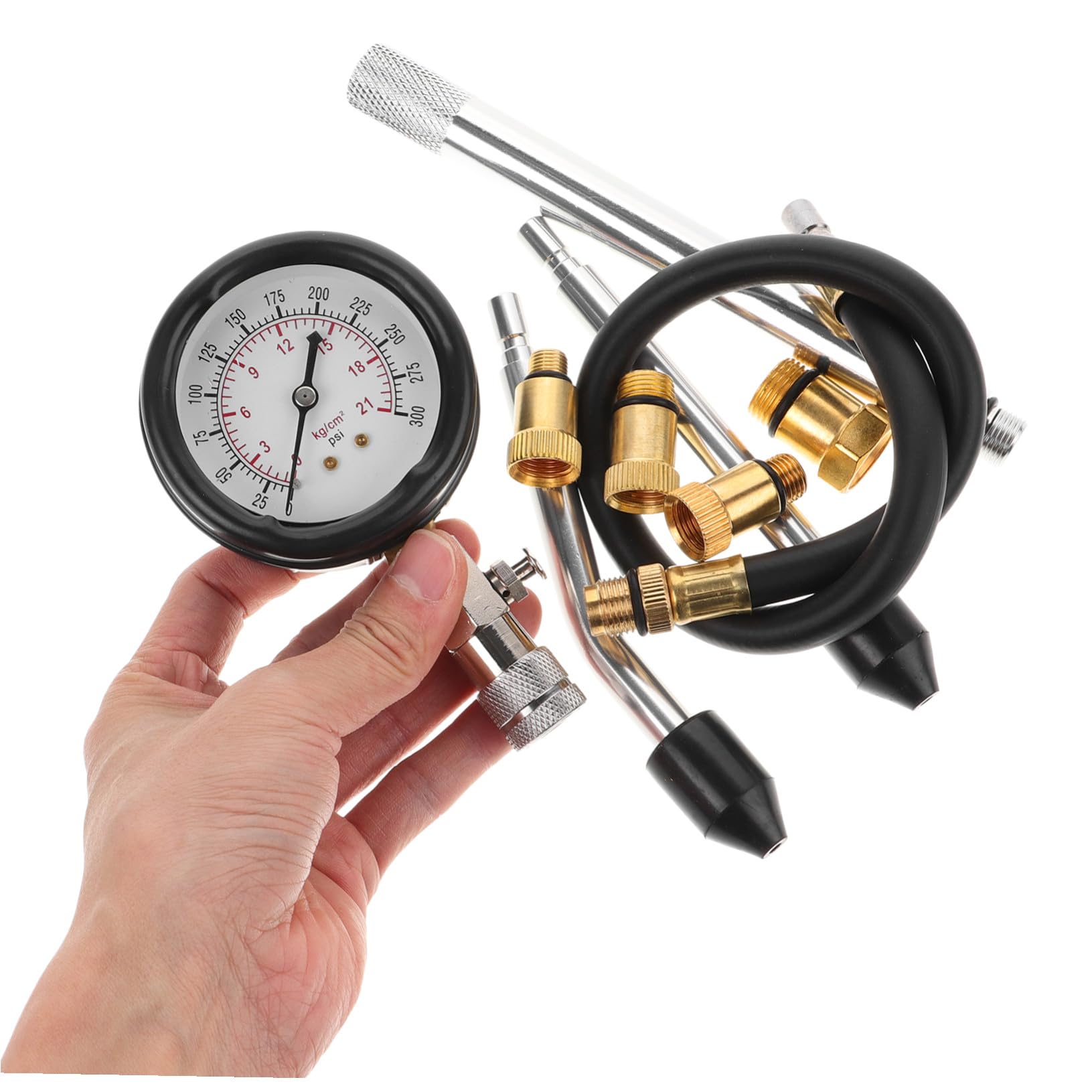 Alipis Kit de Medidor de Presión de Cilindros para Coches y Motos, Aleación de Aluminio y Plástico, Herramienta Precisa y Fiable para Reparaciones y Mantenimiento