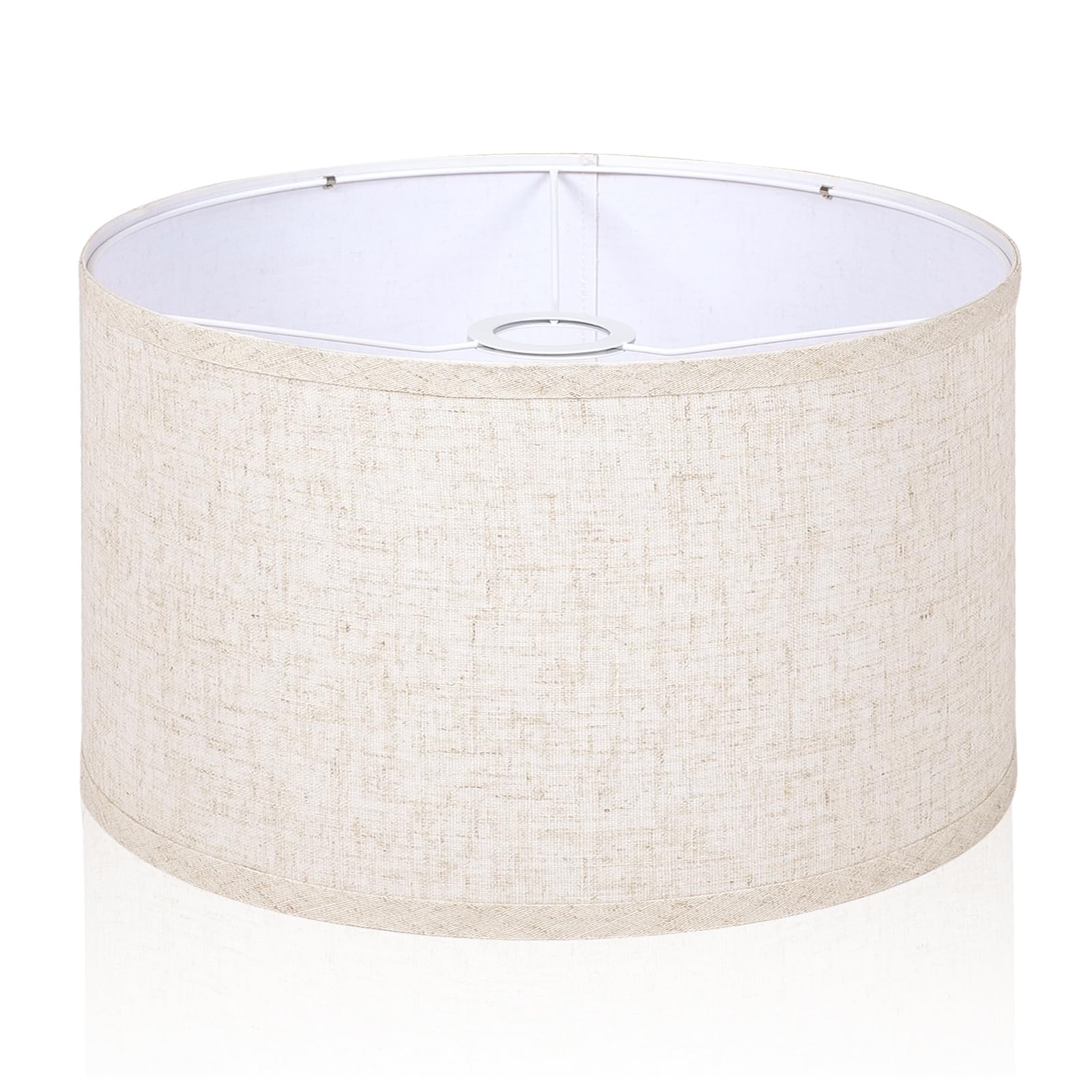OUTON Beige Drum Lamp Shades for Floor Lamps, 13" Top x 13" Bottom x 10" High, Easy to Assemble, Replacement Linen Lampshades for Table Lamps & Bedside Lamps (1.65" Spider)