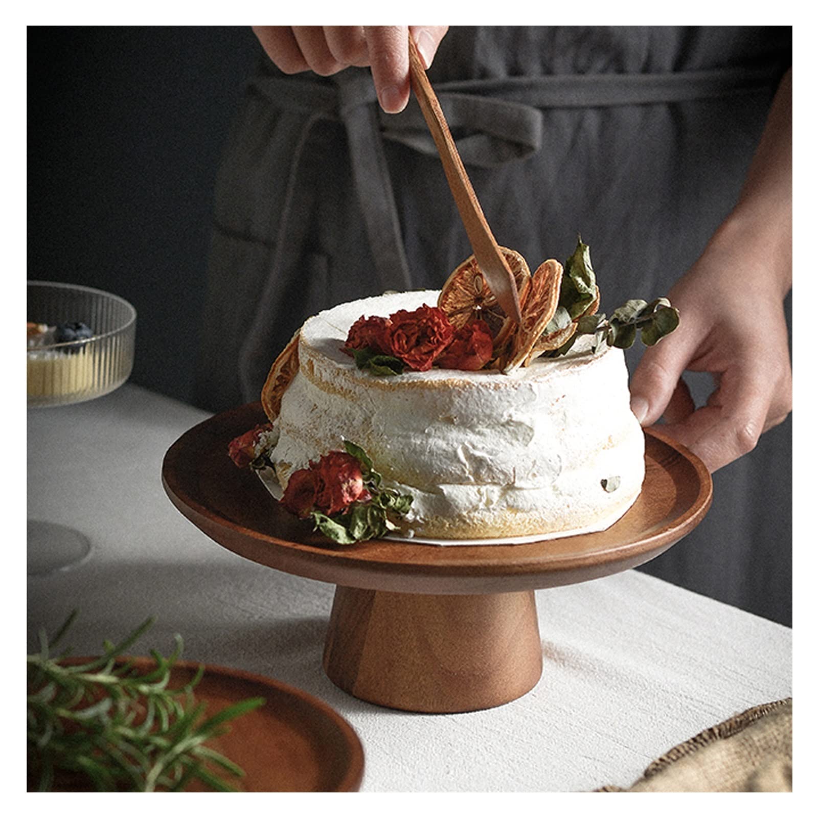 SUNESA Présentoir à Gâteau Plateau à gâteaux Haut Plateau en Bois décorations Mariage Dessert Table présentoir Maison Fruits Dessert Assiette Stand de Gâteaux (Size : L)