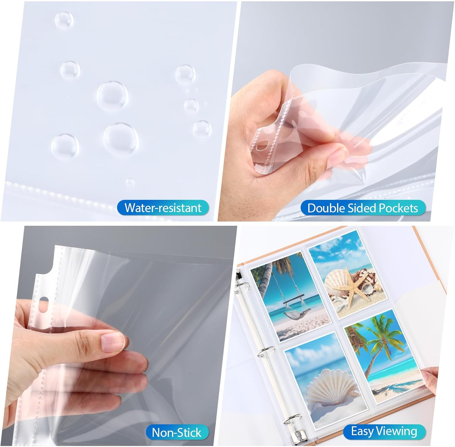 Feifeiya 150 Pack 3.5 x 5 Photo Sleeves for 3 Ring Binder(for 1200 Pictures) archival Photo Page Protectors Holds Clear Plastic Refill Pages Plastic Album Refill Pages