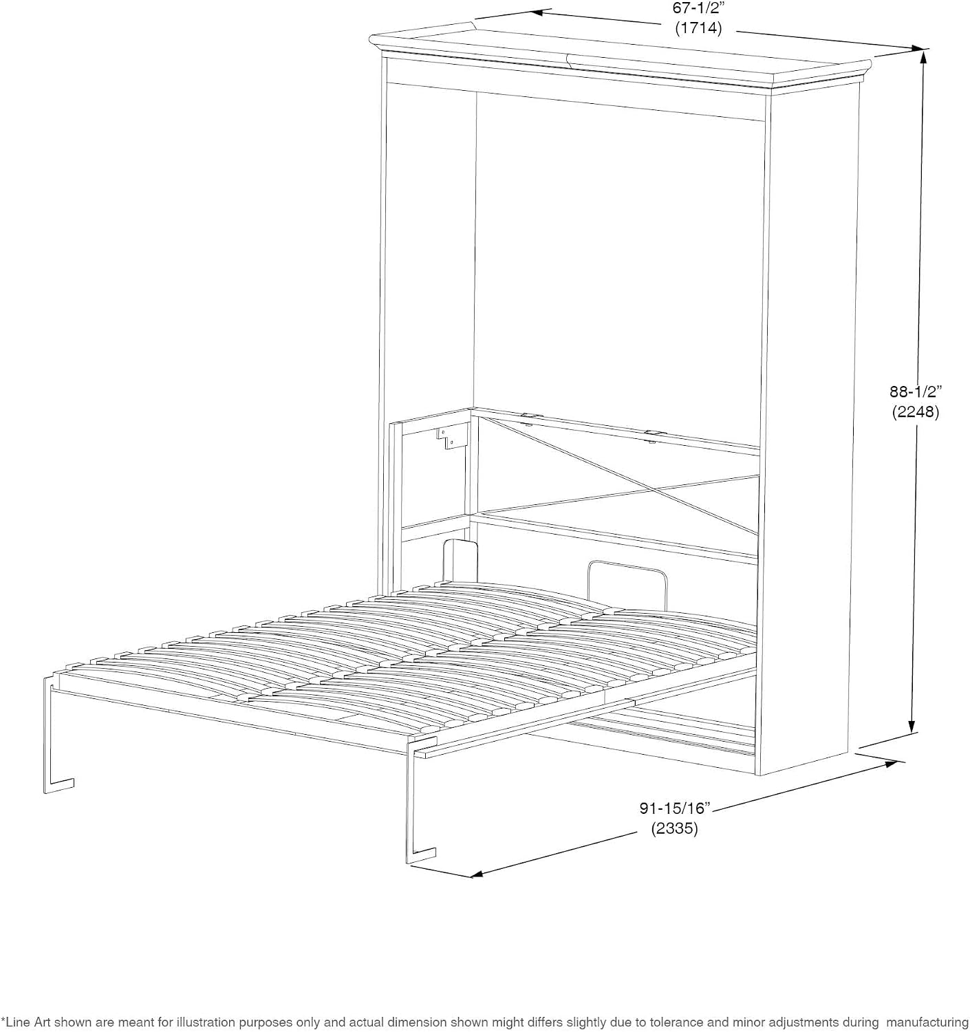 Xtraroom Alegra Queen Murphy Bed | Engineered and Solid Wood Construction - No Melamine Used | Smooth Painted Finish | Queen Size Murphy Cabinet Bed Perfect for Any Room