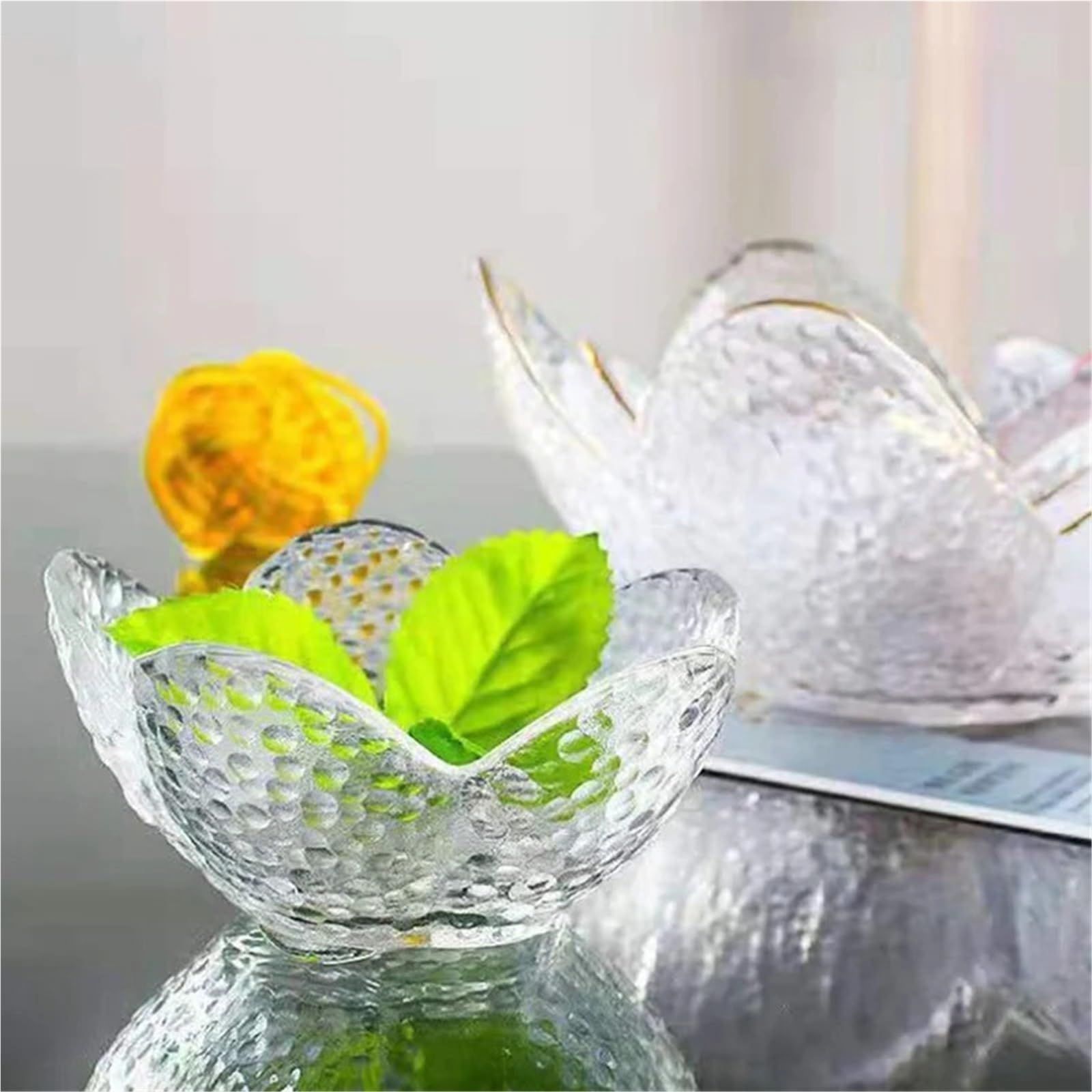 4 pezzi piccolo piatto di vetro for gelato, salsa frutta, ciotola fiori ciliegio, condimento, forniture da cucina Per Dessert(Pink)