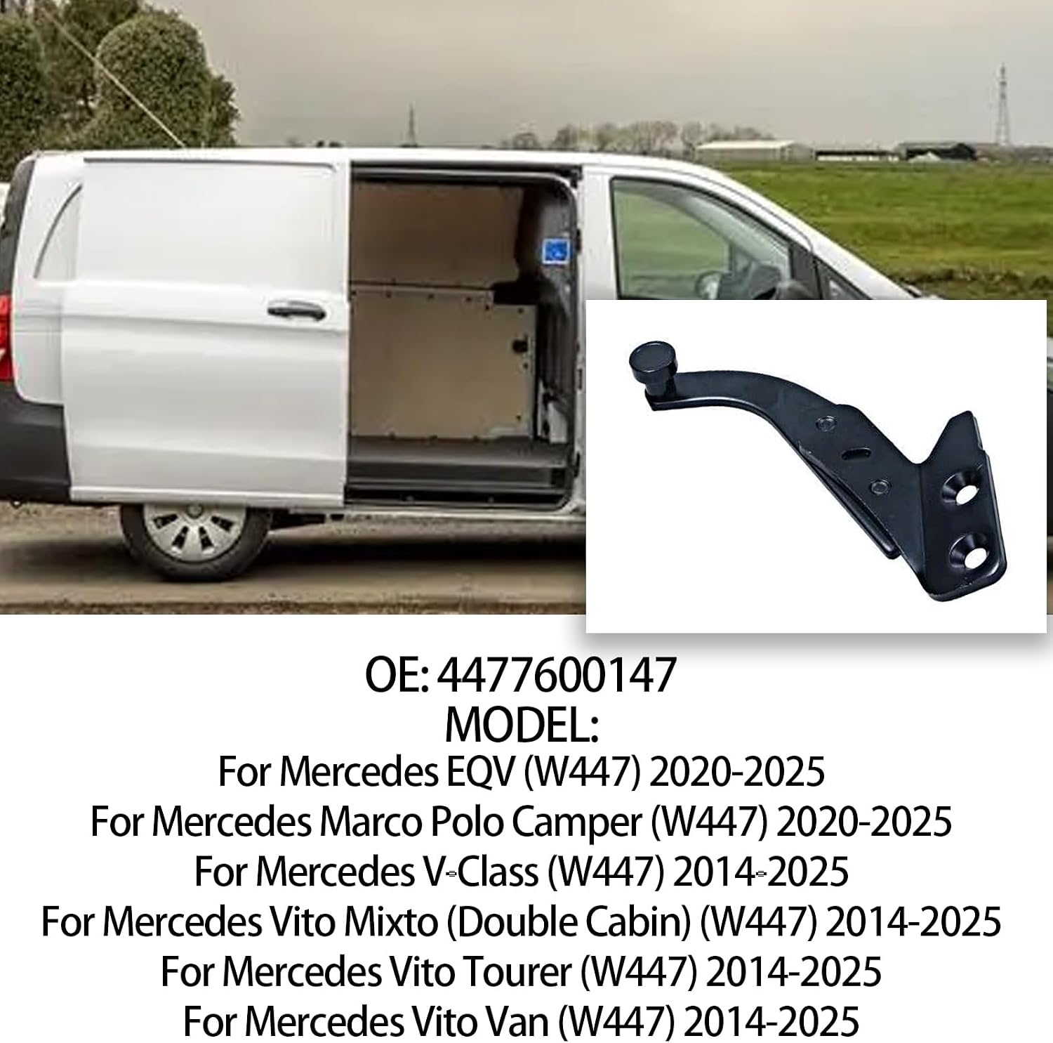 MP&PV Auto Parts Sliding Door Roller, Side Door Hardware Roller Guide Compatible with Mercedes Vito V-Class EQV W447 2014-2025 OE: 4477600147, 4477600547, 4477600747 (UPPER-OE-4477600147)
