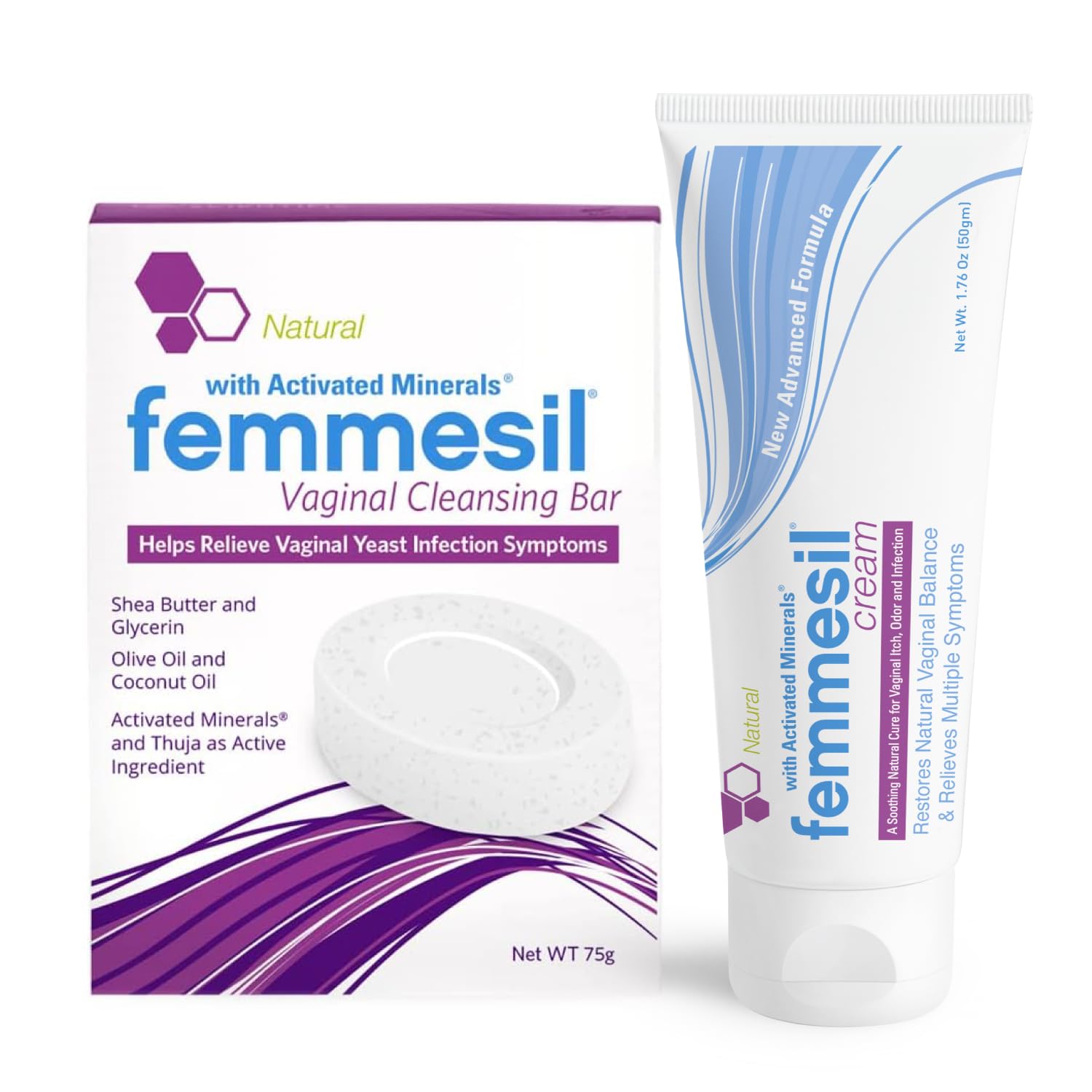 Femmesil Feminine Care Antifungal Treatment 2-Product Kit Vaginal Antifungal Cream Daily Vaginal Antifungal Soap Bar Dermatalogist Tested 1