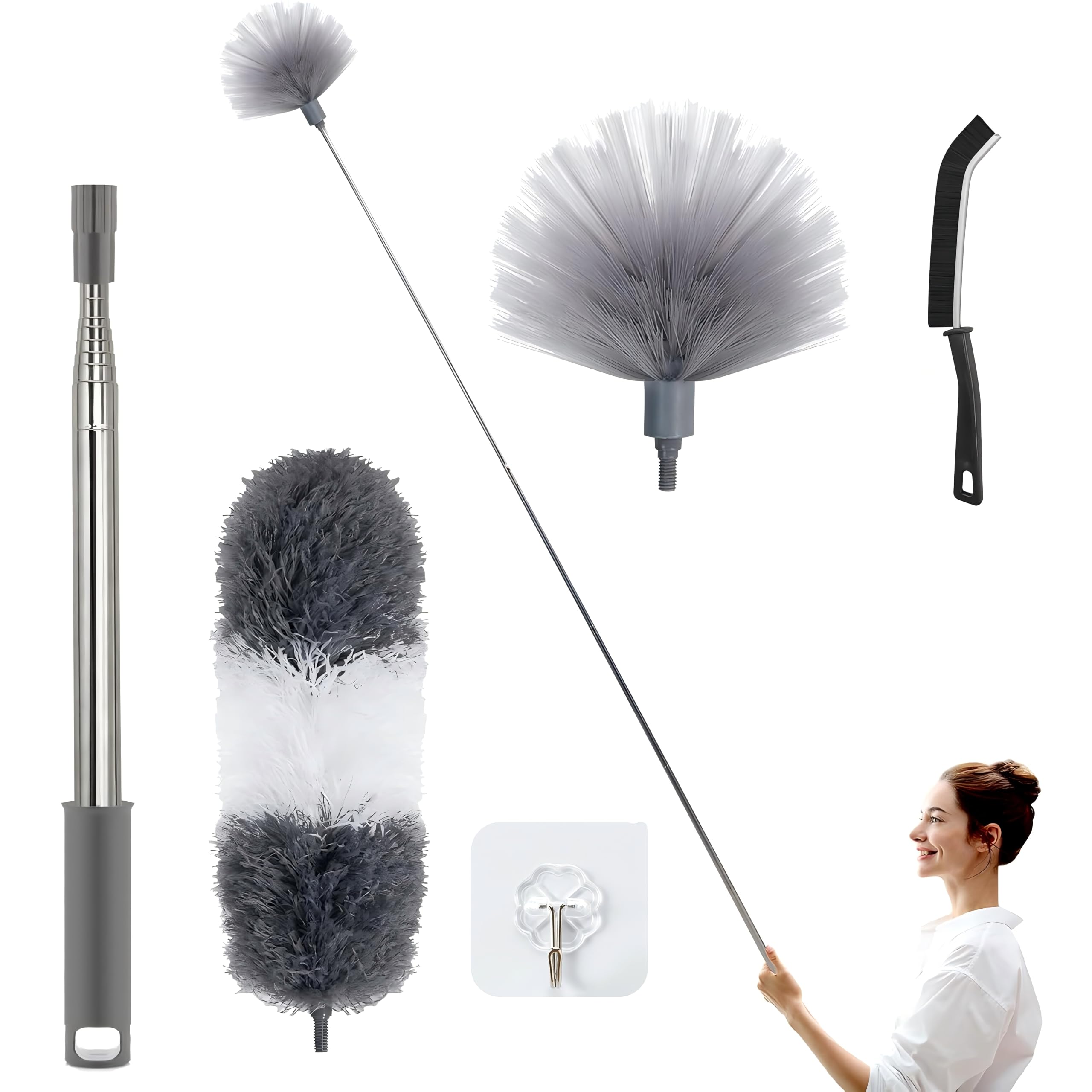 Staubwedel Teleskop Waschbar Mikrofaser Duster Lang Ausziehbar Bis 254cm,Staubwedel Lang Ausziehbar,Staubmagnet Verbiegbare Staubfänger Spinnenwebenentferner für hohe Decken Deckenventilator 11 Stück
