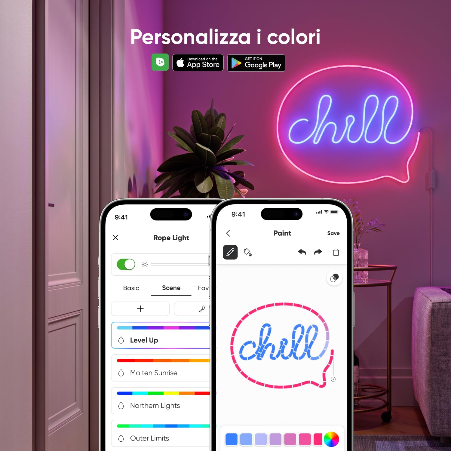Nanoleaf Striscia LED Neon RGB 5m, Wi-Fi Compatibile con Matter, Alexa e Google Assistant, Sincronizzazione Musica e Schermo, DIY, Scene Dinamiche via App, Controllo Vocale, Per Camera e Déco Murale