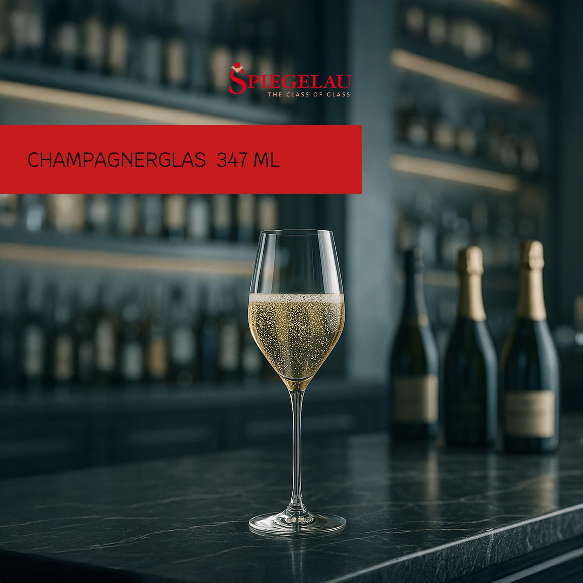 Spiegelau Champagner Gläser 347 ml, 4 Stück, Hi-Lite, 1750479, Sektgläser aus Kristallglas, Champagnergläser spülmaschinenfest